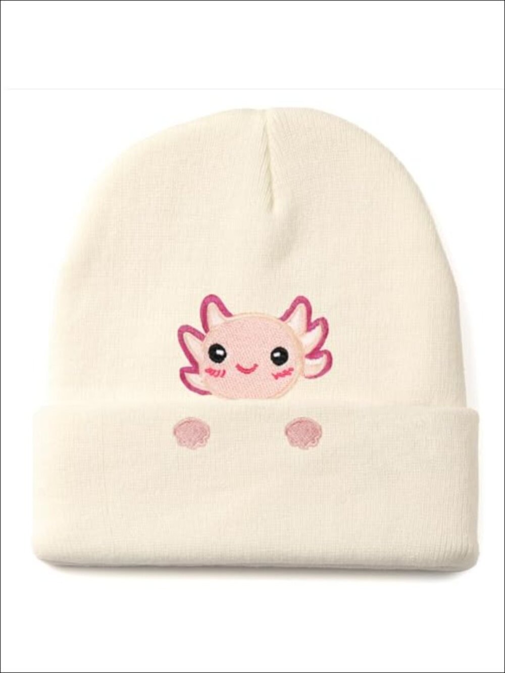 Axolotl Embroidered Beanie Acrylic Knit Hat Winter Gift